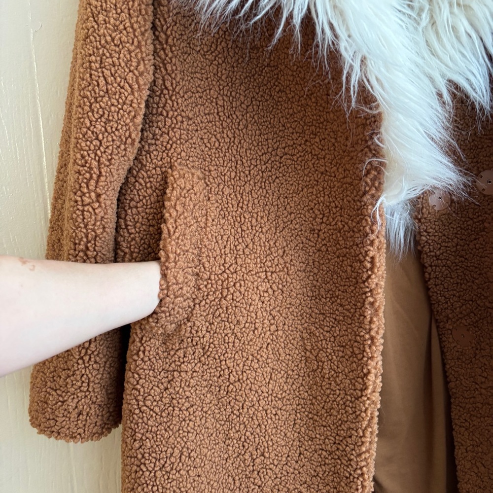 Show Me Your MuMu Stay Warm Faux Fur Collar Teddy Sherpa Chic Coat Jacket - Picture 11 of 16